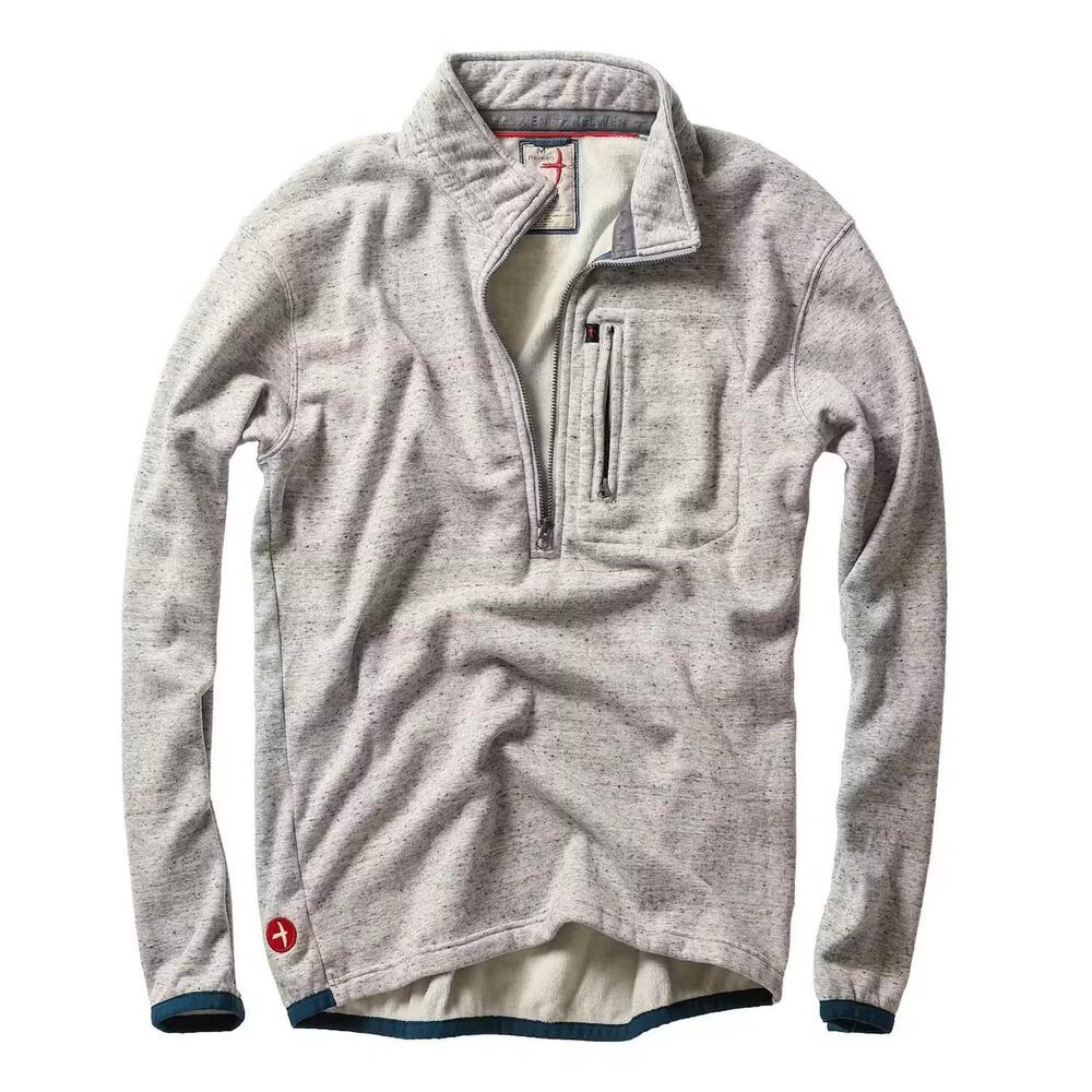 NEW RELWEN men's micropile half-zip pullover in light grey